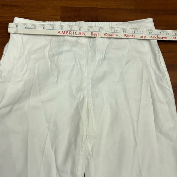 J Jill Linen Cropped Pants Wide Leg Stretch Elastic Waist Beach Boho Size Medium - Picture 6 of 13